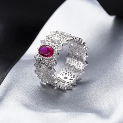 Wholesale Luxurious Wedding Shiny Oval Sterling Silver Plating Inlay White Gold Plated High Carbon Diamond Rings