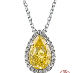 Luxurious Wedding Shiny Water Droplets Sterling Silver Plating Inlay High Carbon Diamond White Gold Plated Pendant Necklace -Deals Glis Jewel Store 1661650344255557632