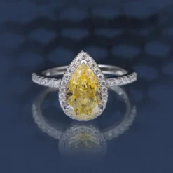 Wholesale Luxurious Wedding Shiny Water Droplets Sterling Silver Plating Inlay White Gold Plated High Carbon Diamond Rings