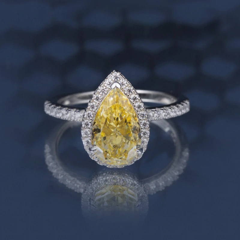 Wholesale Luxurious Wedding Shiny Water Droplets Sterling Silver Plating Inlay White Gold Plated High Carbon Diamond Rings 1 Wholesale Luxurious Wedding Shiny Water Droplets Sterling Silver Plating Inlay White Gold Plated High Carbon Diamond Rings