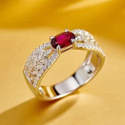 Wholesale Luxurious Wedding Shiny Leaf Sterling Silver Plating Inlay White Gold Plated High Carbon Diamond Rings -Deals Glis Jewel Store 1661655797790281728 1