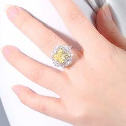 Wholesale Luxurious Wedding Shiny Square Sterling Silver Plating Inlay White Gold Plated High Carbon Diamond Rings -Deals Glis Jewel Store 1661660195295727616