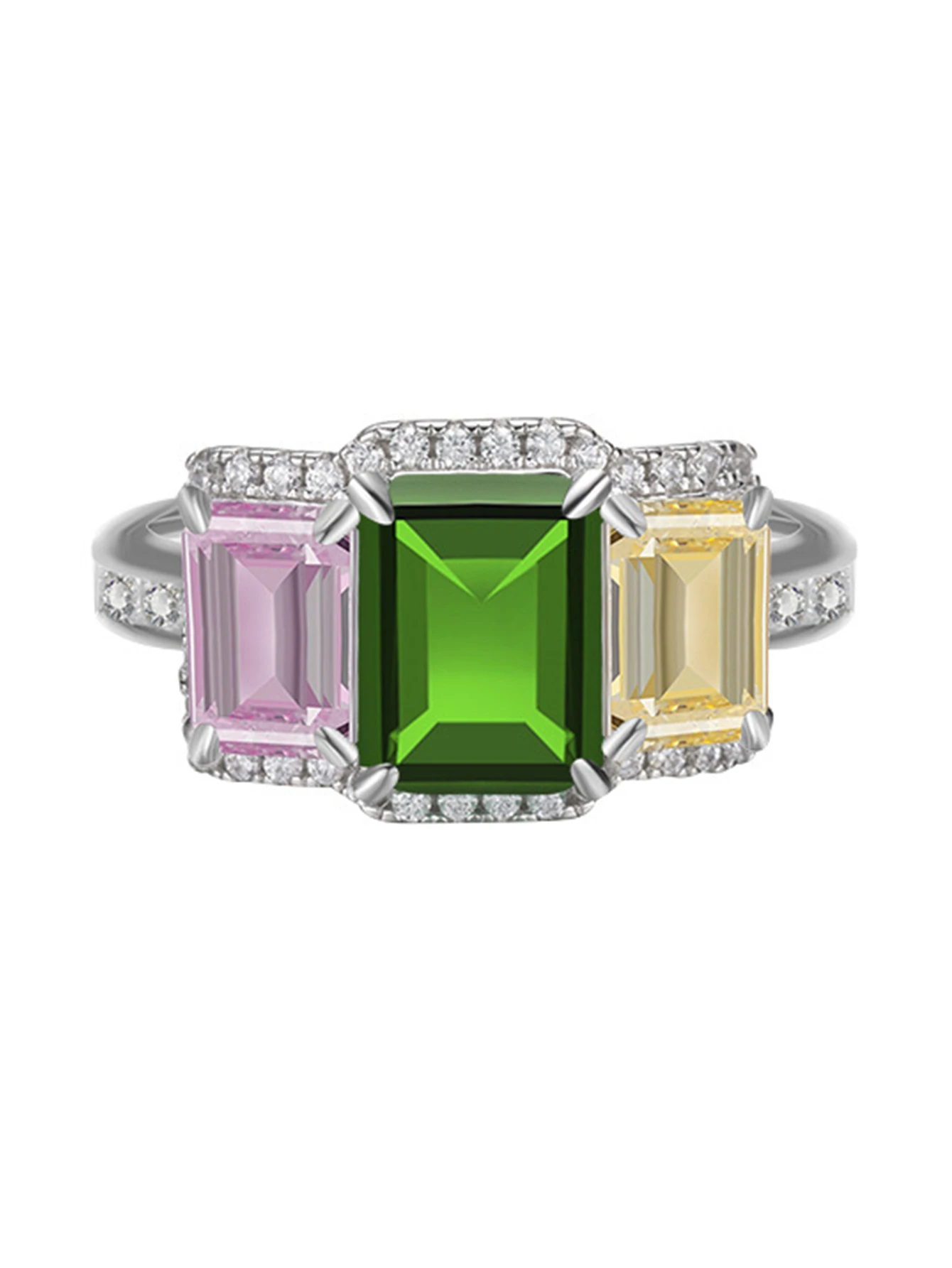 Wholesale Classical Luxurious Shiny Geometric Sterling Silver Plating Inlay White Gold Plated High Carbon Diamond Rings 3 Wholesale Classical Luxurious Shiny Geometric Sterling Silver Plating Inlay White Gold Plated High Carbon Diamond Rings - Image 3