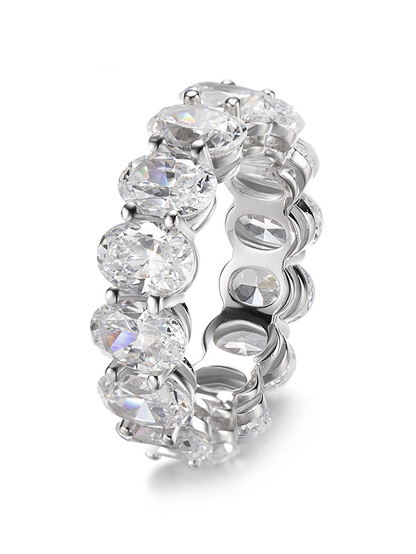 Wholesale Lady Simple Style Shiny Geometric Sterling Silver Inlay White Gold Plated High Carbon Diamond Rings 2 Wholesale Lady Simple Style Shiny Geometric Sterling Silver Inlay White Gold Plated High Carbon Diamond Rings - Image 2