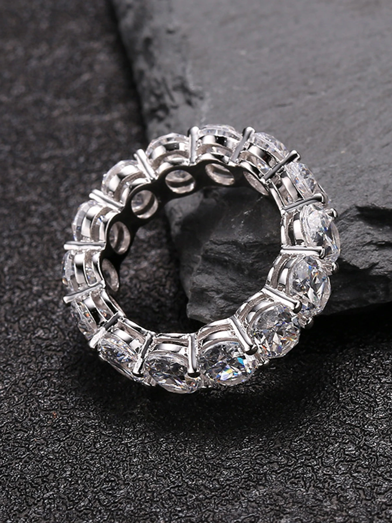 Wholesale Lady Simple Style Shiny Geometric Sterling Silver Inlay White Gold Plated High Carbon Diamond Rings 5 Wholesale Lady Simple Style Shiny Geometric Sterling Silver Inlay White Gold Plated High Carbon Diamond Rings - Image 5