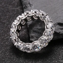 Wholesale Lady Simple Style Shiny Geometric Sterling Silver Inlay White Gold Plated High Carbon Diamond Rings