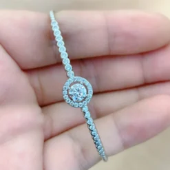 Lady Solid Color Sterling Silver Inlay Moissanite Bangle 11 Lady Solid Color Sterling Silver Inlay Moissanite Bangle -Deals Glis Jewel Store 1661923875560230912