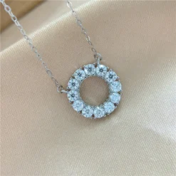 Simple Style Round Sterling Silver Inlay Moissanite Pendant Necklace -Deals Glis Jewel Store 1661923880459177984