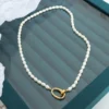 Lady Simple Style Solid Color Freshwater Pearl Titanium Steel Beaded Necklace