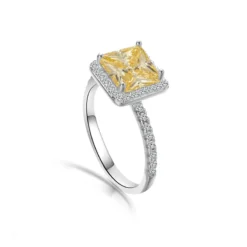 Wholesale Lady Simple Style Square Sterling Silver Inlay White Gold Plated High Carbon Diamond Rings -Deals Glis Jewel Store 1661986172781596672