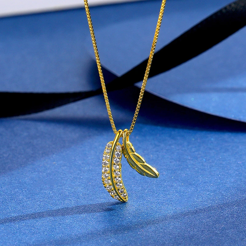 Casual Simple Style Leaf Sterling Silver Plating Inlay Zircon Necklace 1 Casual Simple Style Leaf Sterling Silver Plating Inlay Zircon Necklace