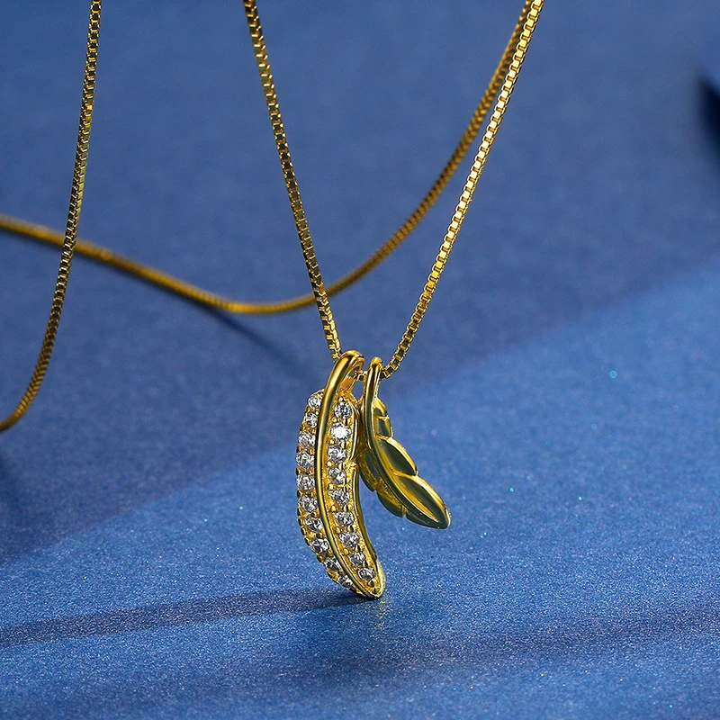 Casual Simple Style Leaf Sterling Silver Plating Inlay Zircon Necklace 3 Casual Simple Style Leaf Sterling Silver Plating Inlay Zircon Necklace - Image 3