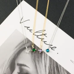 Simple Style Square Alloy Plating Inlay Zircon Gold Plated Women'S Pendant Necklace