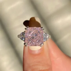 Wholesale Elegant Square Sterling Silver Inlay High Carbon Diamond Rings