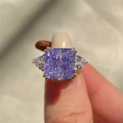 Wholesale Elegant Square Sterling Silver Inlay High Carbon Diamond Rings -Deals Glis Jewel Store 1663092970833973248