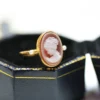 Retro Portrait Oval Sterling Silver Inlay Agate Rings