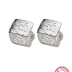 1 Pair Elegant Square Plating Sterling Silver White Gold Plated Hoop Earrings -Deals Glis Jewel Store 1663834166376140800