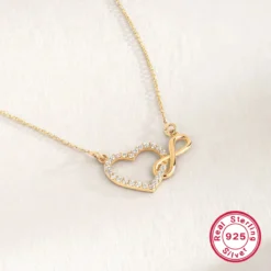 Elegant Infinity Heart Shape Sterling Silver Plating Inlay Zircon 18K Gold Plated White Gold Plated Pendant Necklace -Deals Glis Jewel Store 1664182826293137408