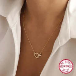 Elegant Infinity Heart Shape Sterling Silver Plating Inlay Zircon 18K Gold Plated White Gold Plated Pendant Necklace -Deals Glis Jewel Store 1664182951245647872 1