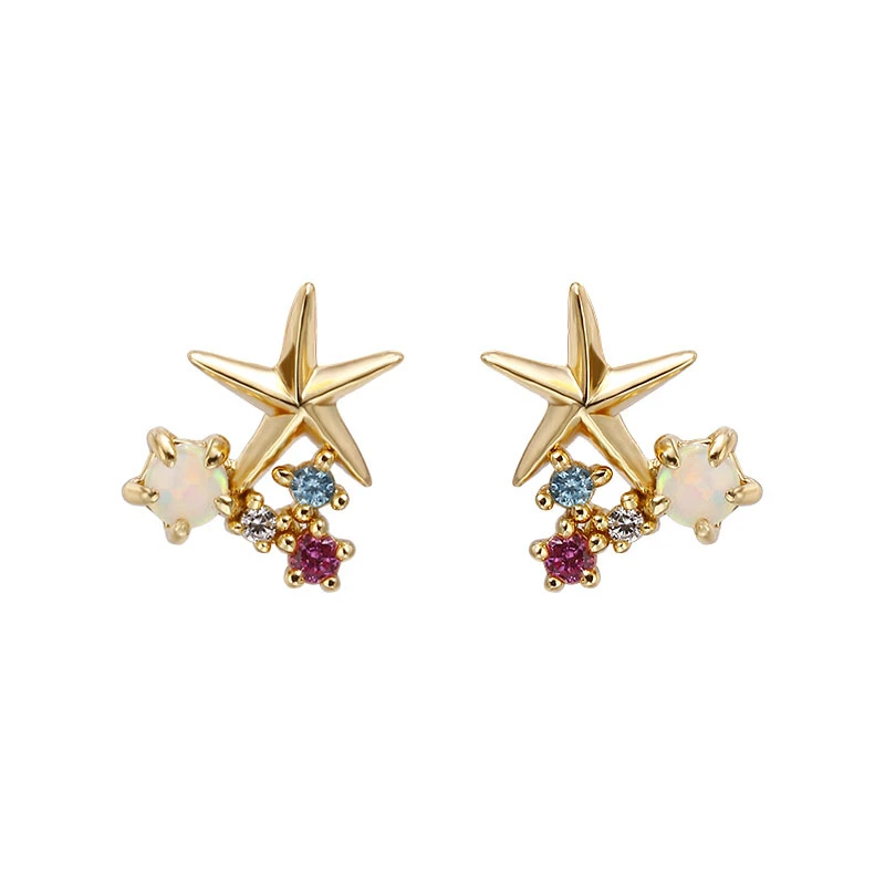 1 Pair IG Style Korean Style Starfish Plating Inlay Sterling Silver Gem 14K Gold Plated Ear Studs 3 1 Pair IG Style Korean Style Starfish Plating Inlay Sterling Silver Gem 14K Gold Plated Ear Studs - Image 3
