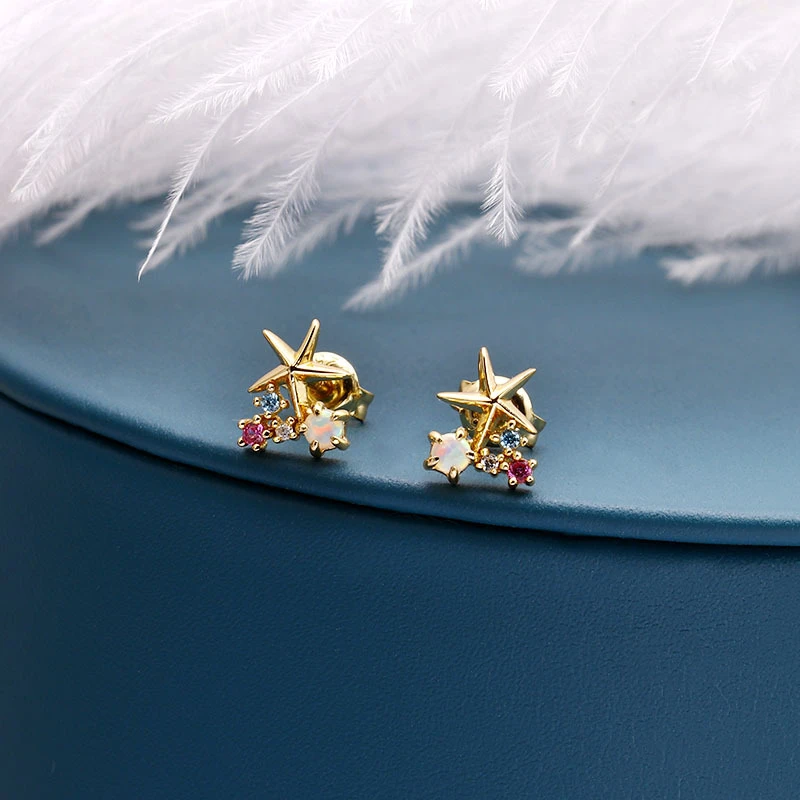 1 Pair IG Style Korean Style Starfish Plating Inlay Sterling Silver Gem 14K Gold Plated Ear Studs 6 1 Pair IG Style Korean Style Starfish Plating Inlay Sterling Silver Gem 14K Gold Plated Ear Studs - Image 6