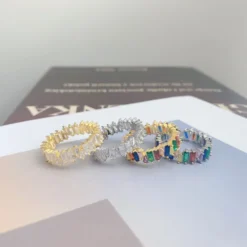 Modern Style Geometric Sterling Silver Plating Inlay Zircon Rings -Deals Glis Jewel Store 1664550977056935936