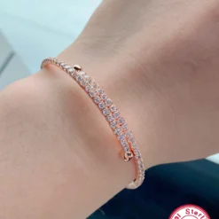 Elegant Round Oval Sterling Silver Plating Inlay Zircon 18K Gold Plated Rose Gold Plated White Gold Plated Bracelets -Deals Glis Jewel Store 1664848545418711040