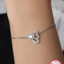 Elegant Luxurious Flower Sterling Silver Plating Inlay Zircon White Gold Plated Bracelets -Deals Glis Jewel Store 1664910794959228928
