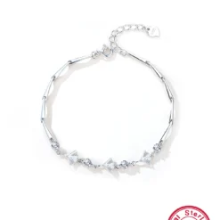 Elegant Ginkgo Leaf Sterling Silver Plating Inlay Zircon White Gold Plated Bracelets -Deals Glis Jewel Store 1664911686278189056 1