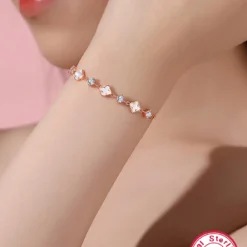 Casual Simple Style Four Leaf Clover Sterling Silver Plating Inlay Zircon Rose Gold Plated Bracelets 7 Casual Simple Style Four Leaf Clover Sterling Silver Plating Inlay Zircon Rose Gold Plated Bracelets -Deals Glis Jewel Store 1664913678136381440
