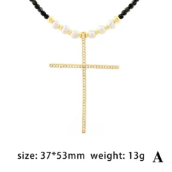 Ethnic Style Streetwear Cross Freshwater Pearl Beaded Plating Inlay Zircon Pendant Necklace 8 Ethnic Style Streetwear Cross Freshwater Pearl Beaded Plating Inlay Zircon Pendant Necklace -Deals Glis Jewel Store 1665535159165915136