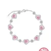 Sweet Heart Shape Sterling Silver Inlay Zircon White Gold Plated Bracelets