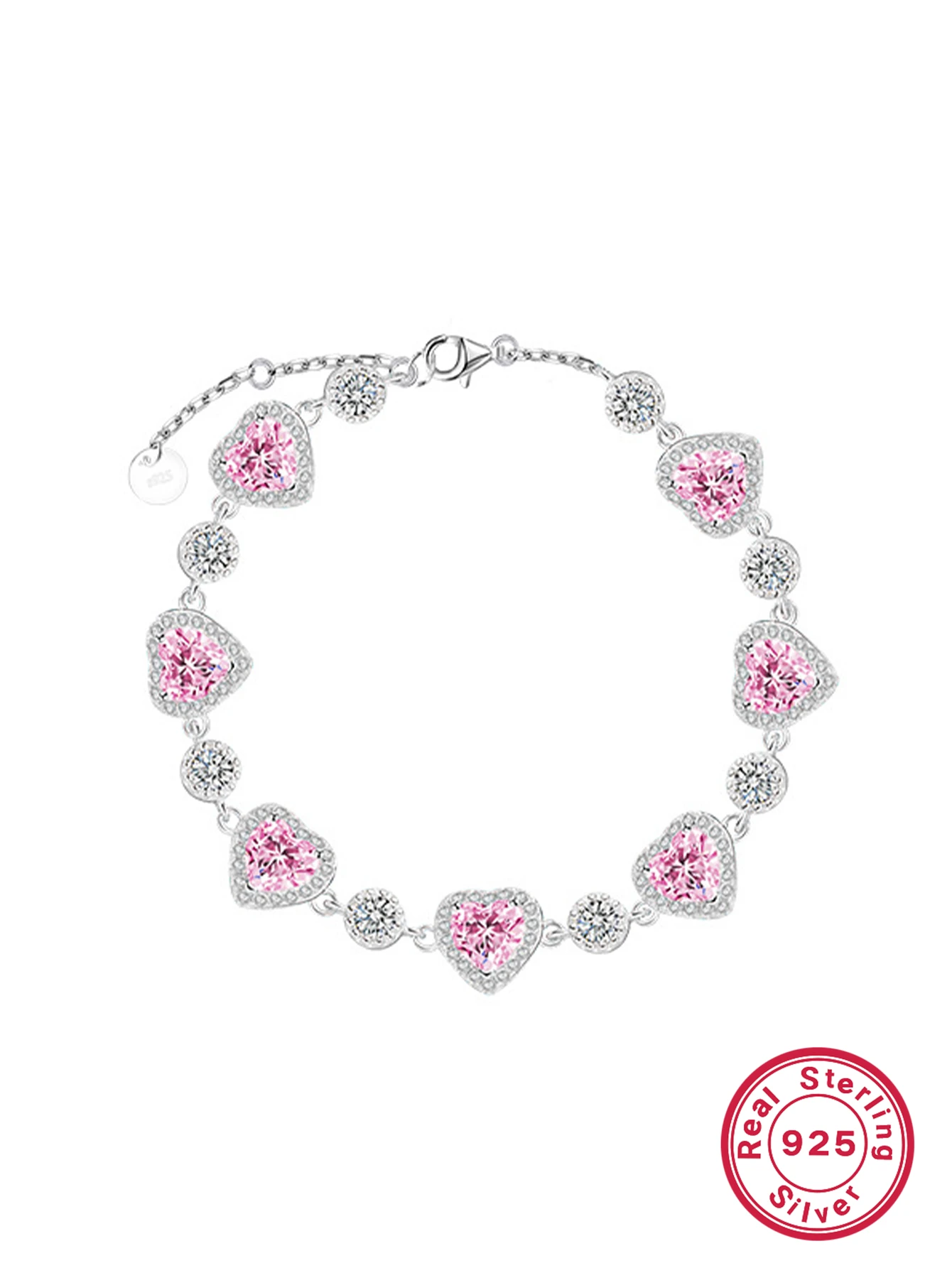 Sweet Heart Shape Sterling Silver Inlay Zircon White Gold Plated Bracelets 1 Sweet Heart Shape Sterling Silver Inlay Zircon White Gold Plated Bracelets