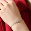 Elegant Luxurious Queen Solid Color Sterling Silver Inlay Moissanite White Gold Plated Bracelets