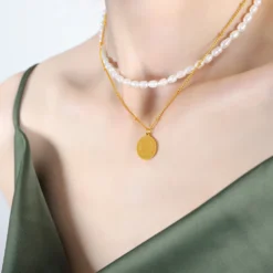 Luxurious Round Titanium Steel Beaded Plating 18K Gold Plated Layered Necklaces -Deals Glis Jewel Store 1665643606188363776