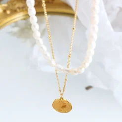 Luxurious Round Titanium Steel Beaded Plating 18K Gold Plated Layered Necklaces -Deals Glis Jewel Store 1665643606318387200