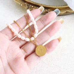 Luxurious Round Titanium Steel Beaded Plating 18K Gold Plated Layered Necklaces -Deals Glis Jewel Store 1665643606557462528