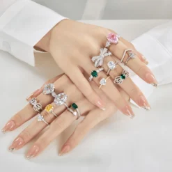 Glam Geometric Sterling Silver Inlay Zircon Open Ring -Deals Glis Jewel Store 1666250218515075072