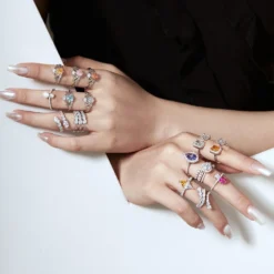 Glam Geometric Sterling Silver Inlay Zircon Open Ring -Deals Glis Jewel Store 1666250250777661440