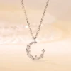 Simple Style Moon Sterling Silver Plating Inlay Artificial Gemstones Pendant Necklace