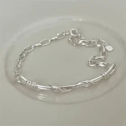 Simple Style Solid Color Sterling Silver Patchwork Bracelets -Deals Glis Jewel Store 1666285685188988928 1