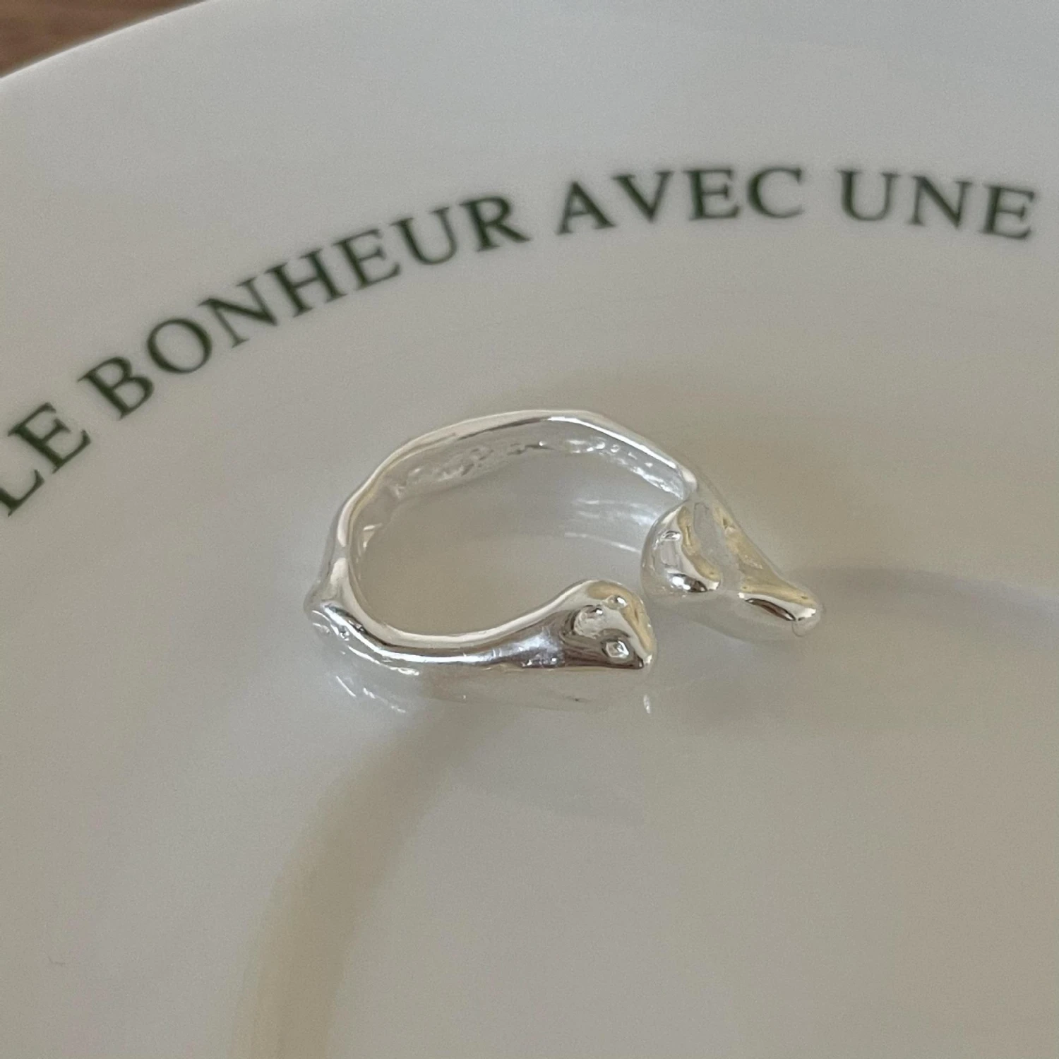 Artistic Irregular Sterling Silver Plating Open Ring 2 Artistic Irregular Sterling Silver Plating Open Ring - Image 2