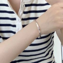 Simple Style Solid Color Sterling Silver Polishing Cuff Bracelets -Deals Glis Jewel Store 1666285783297953792