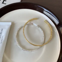 Simple Style Solid Color Sterling Silver Polishing Cuff Bracelets