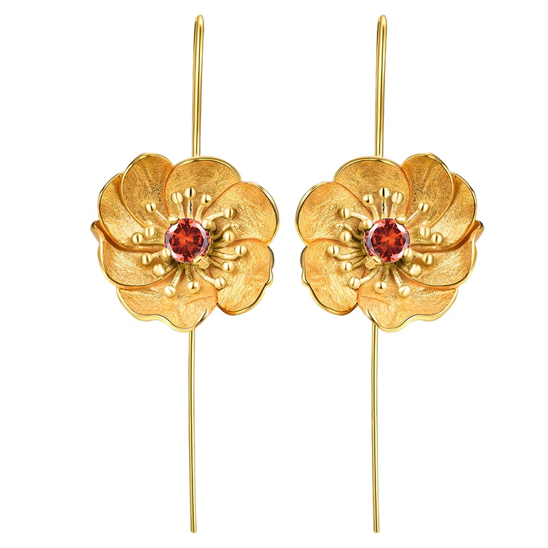 1 Pair Simple Style Flower Inlay Sterling Silver Gem Ear Studs 2 1 Pair Simple Style Flower Inlay Sterling Silver Gem Ear Studs - Image 2