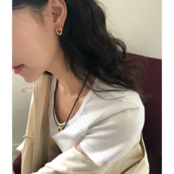 1 Pair Simple Style Heart Shape Plating Sterling Silver Ear Studs -Deals Glis Jewel Store 1666683022365298688