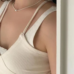 Simple Style Commute Solid Color Sterling Silver Plating Necklace -Deals Glis Jewel Store 1666683456102469632