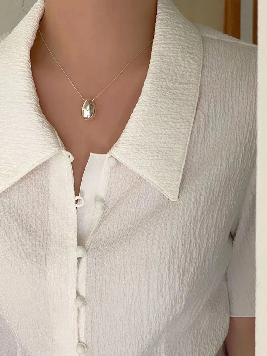 Basic Lady Korean Style Water Droplets Sterling Silver Plating Pendant Necklace 4 Basic Lady Korean Style Water Droplets Sterling Silver Plating Pendant Necklace - Image 4