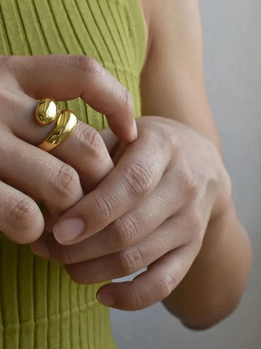 Simple Style Geometric Sterling Silver Plating Open Rings 2 Simple Style Geometric Sterling Silver Plating Open Rings - Image 2