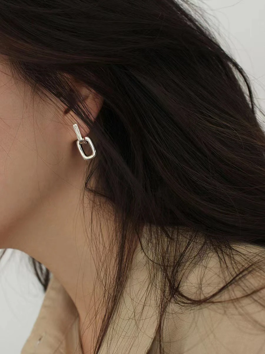 1 Pair IG Style Simple Style Solid Color Plating Sterling Silver 18K Gold Plated Earrings 3 1 Pair IG Style Simple Style Solid Color Plating Sterling Silver 18K Gold Plated Earrings - Image 3